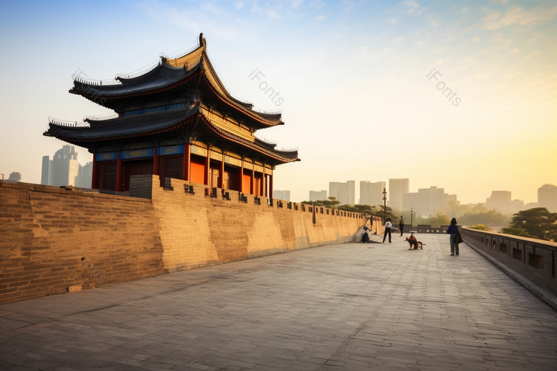 西安古城城墙古建筑街道西安旅游,高清,摄影图,摄影图片,图片大全,摄影图免费下载